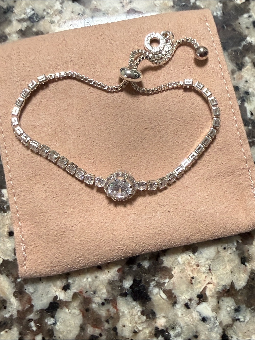 Sterling Silver Cubic Zirconia Tennis Slider Bracelet - Silver